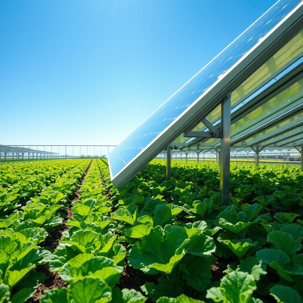 Panneaux solaires agricoles intelligents protégeant des cultures maraîchères de la chaleur